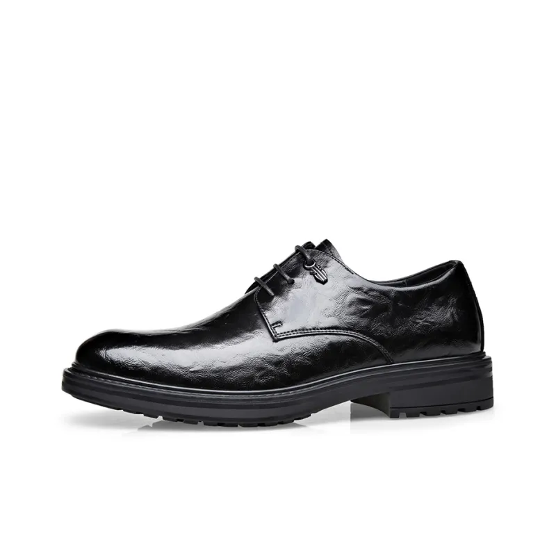 XIAOTOULANG Dress Shoes Men Low Top Black-0