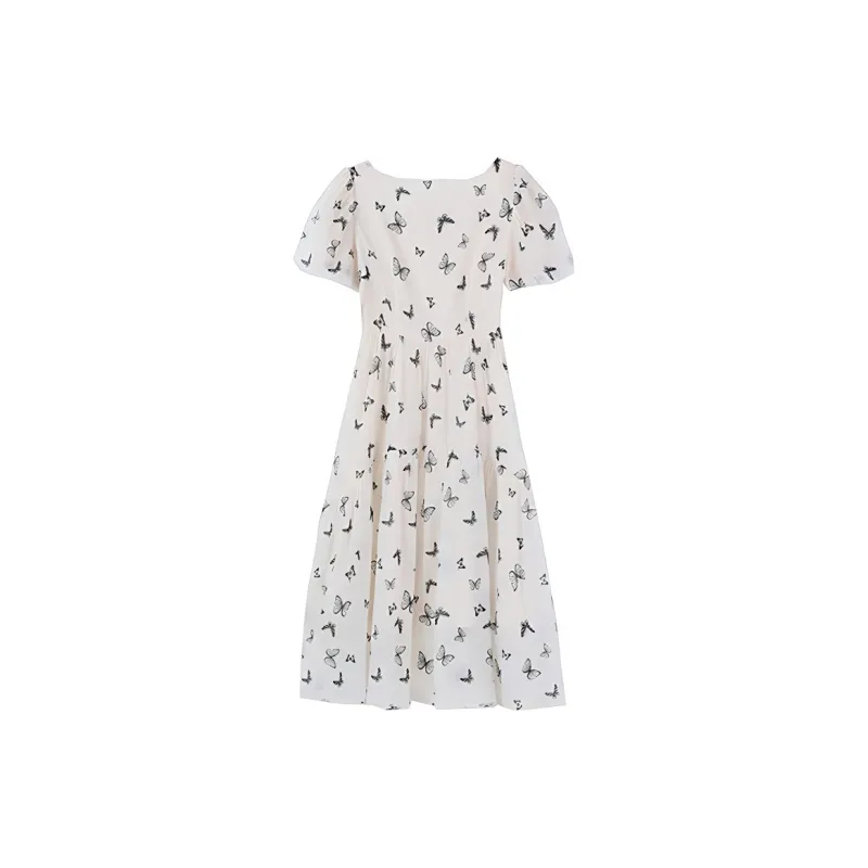 COVT Short Sleeved Dresses Women's White Floral-1