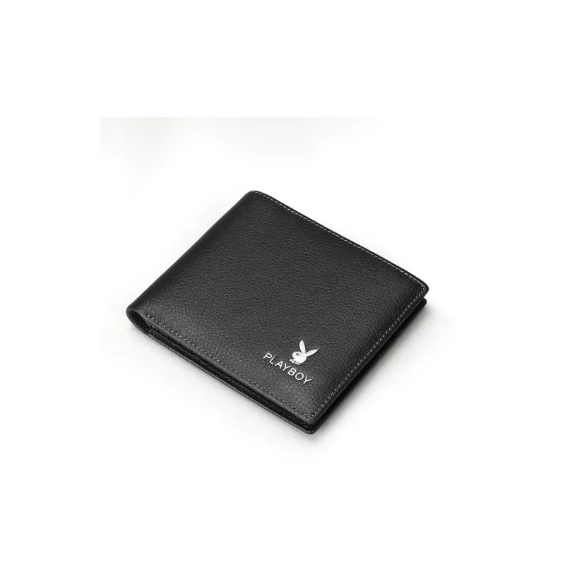 Playboy Cow Leather Cropped Wallet, Wallet Men's Black-2
