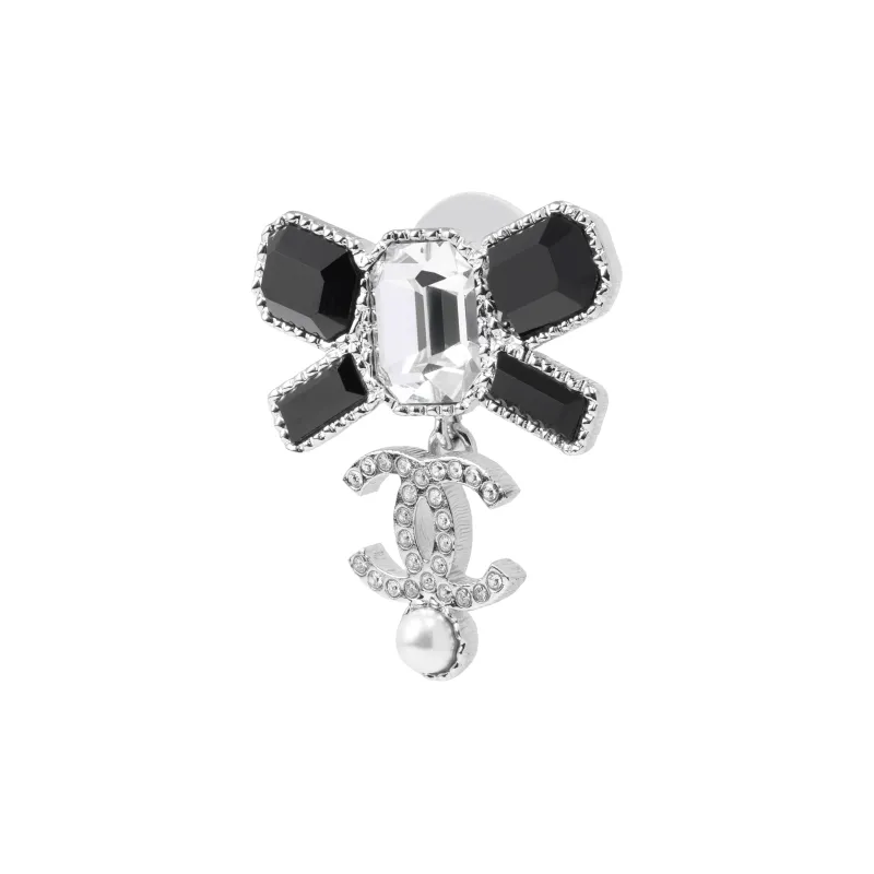 CHANEL Metal Earrings Women's Black-2