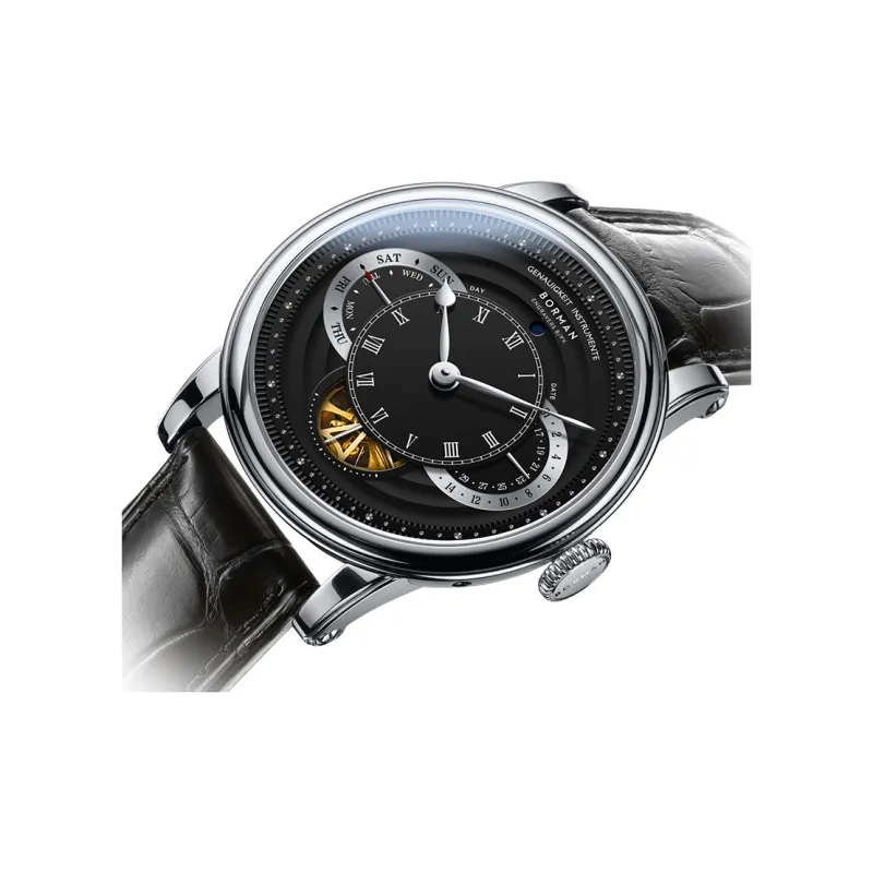 BORMAN Automatic Mechanical Movement Genuine Leather Strap Watch Men's Watches Black Dial-7
