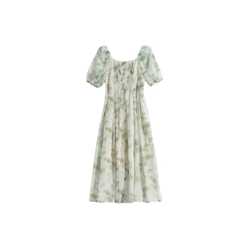 CPAURA Short Sleeved Dresses Women's Light Green-1