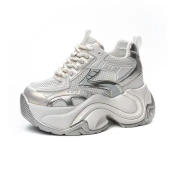 Shoe cabinet floral language Chunky Sneakers Women's Low Top Light Gold/Gray Silver/Pink Silver