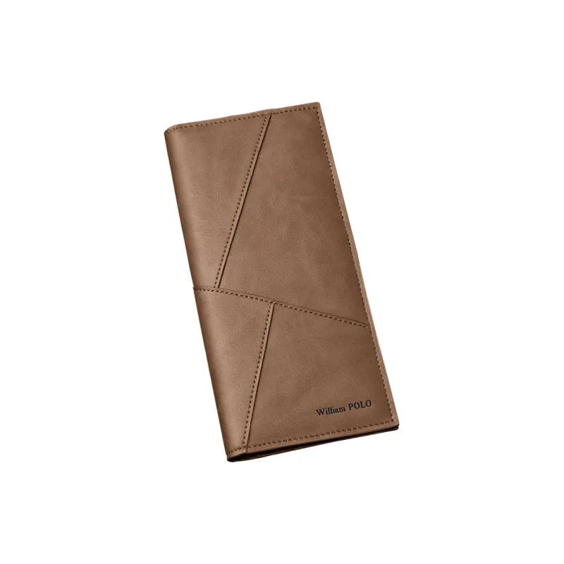 WilliamPOLO Microfiber Synthetic Leather Wallet With Multiple Card Slots Money Clip Regular Unisex Khaki-3