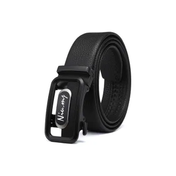NIUMJ Men's Top Grain Cow Leather Belt For Young Men With Automatic Buckle Leather Belts Men's