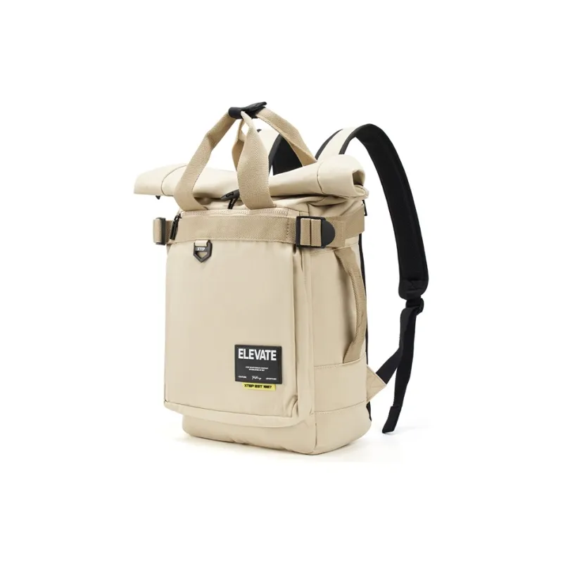 XTEP Fabric Backpack Regular Unisex Black/Light Khaki/Light Brown-8