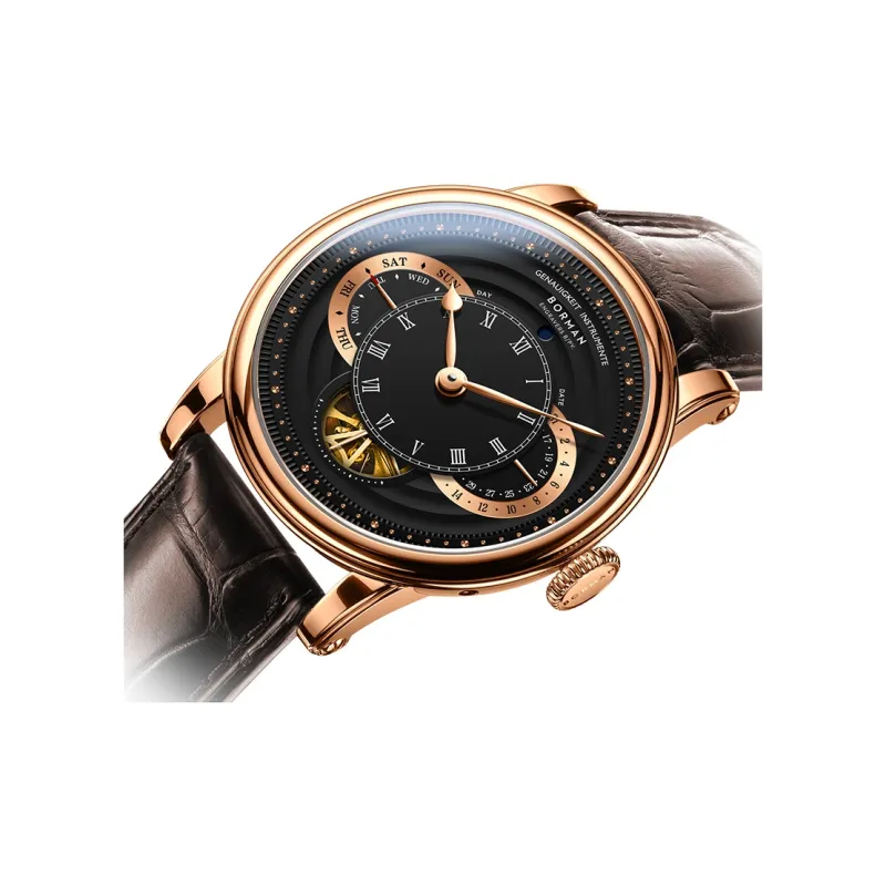 BORMAN Automatic Mechanical Movement Genuine Leather Strap Watch Men's Watches Black Dial-1