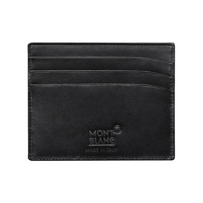 MONTBLANC Cow Leather Card Clip Card Holder Wallets Regular Men's Black/Blue-1