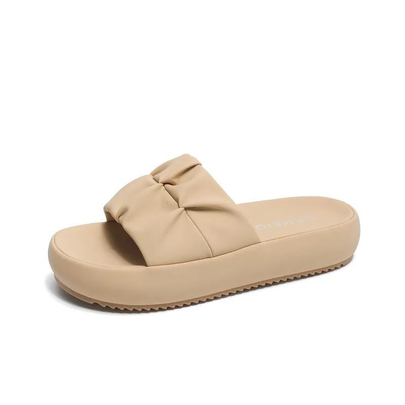 GEMEIQ Slide Slippers Women's Elephant Gray/Ecru/Apricot-12