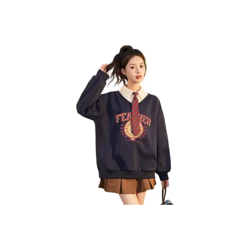 Tonlion Sweatshirts Women's Navy Blue