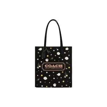 COACH Never's Family Collaboration Julia Fabric Tote Bag Shopping Bag Handbag Shoulder Bag Women's Black