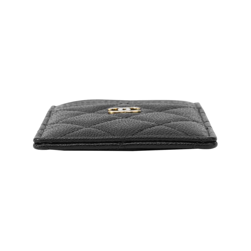 CHANEL Litchi Leather Calfskin Coin Purse, Card Holder Women's Black-3