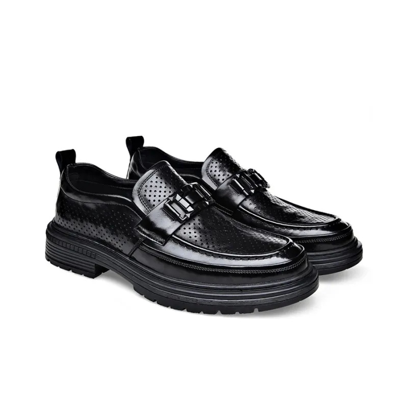 GZZ Dress Shoes Men Low Top Black/Brown-2