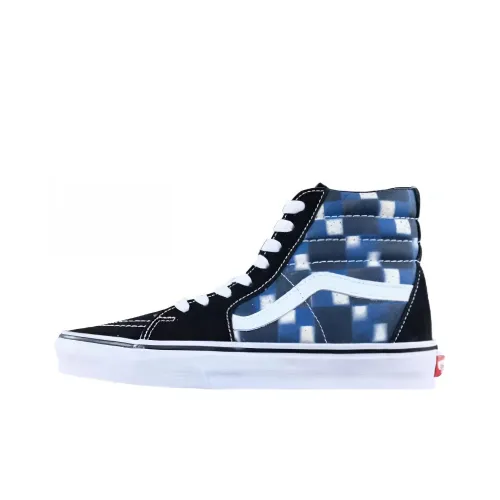 Vans SK8 Cushioning Wear-Resistant High-Top Skateboard Shoes Unisex Black White Blue