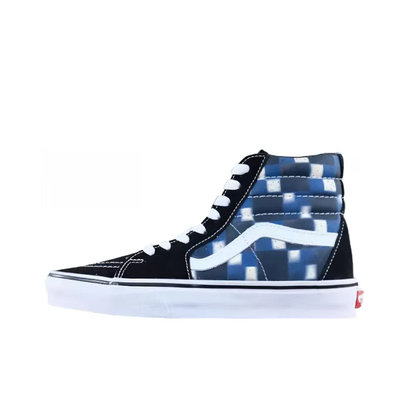 Vans SK8 Cushioning Wear Resistant High Top Skateboard Shoes Unisex Black White Blue-0