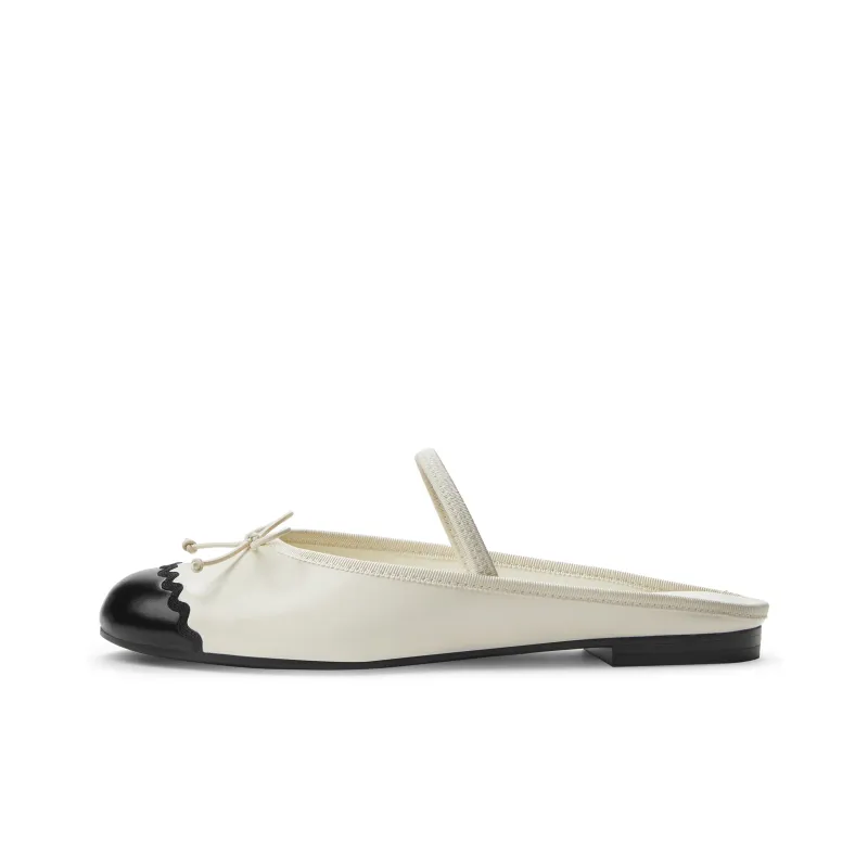 CHARLES&KEITH Composite Sole Slip Resistant Closed Toe Slippers 1.2cm Women's Cream Milk White/Black-0