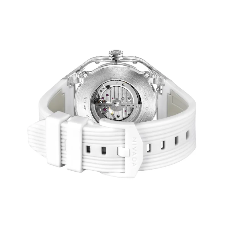 NIVADA Small Ice Cubes Automatic Mechanical Movement Unisex Watch Cut Out Dial Silicone Strap-3