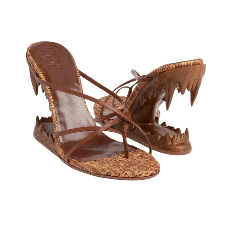 GCDS Morso Flip Flops 11cm Women's Brown-3