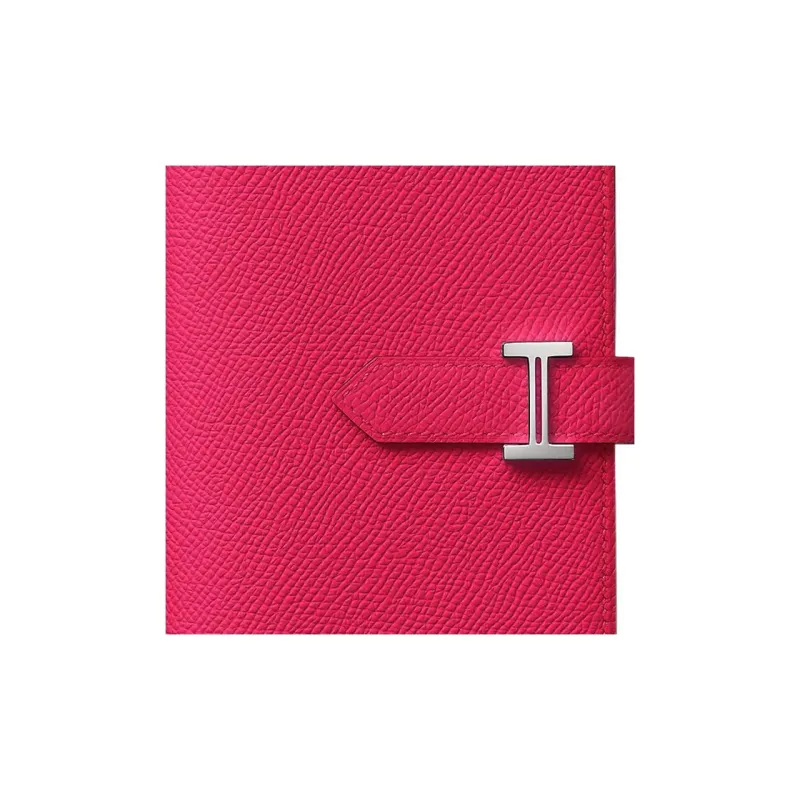 HERMES Bearn Epsom Calfskin Wallet Women's Bright Pink-2