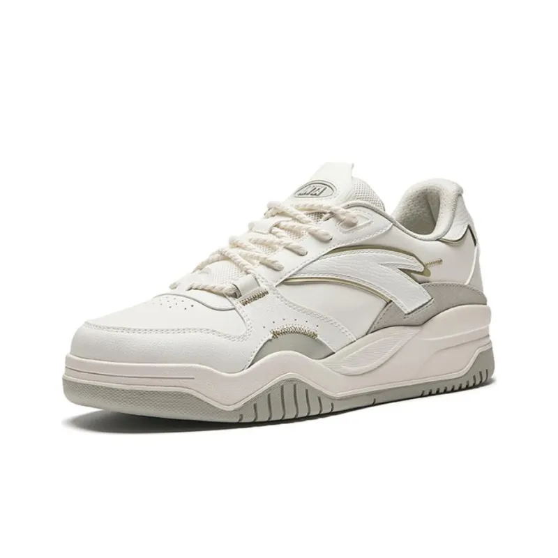Anta Slip Resistant Height Increasing Low Top Skateboard Shoes Men's White Gray-1