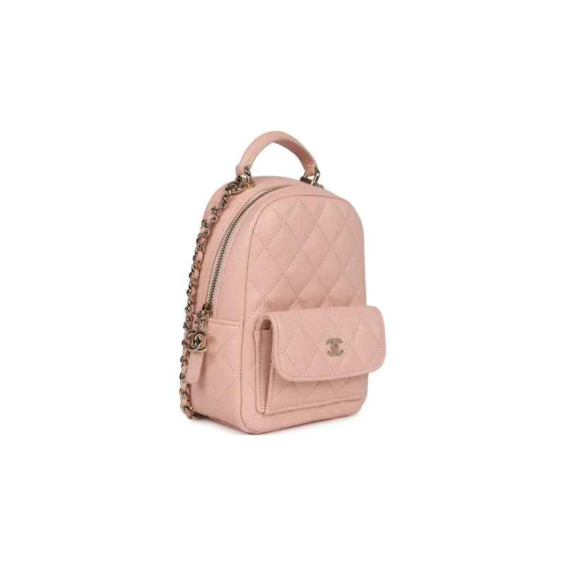 CHANEL Grain Cow Leather Backpack Mini Women's Light Pink-2