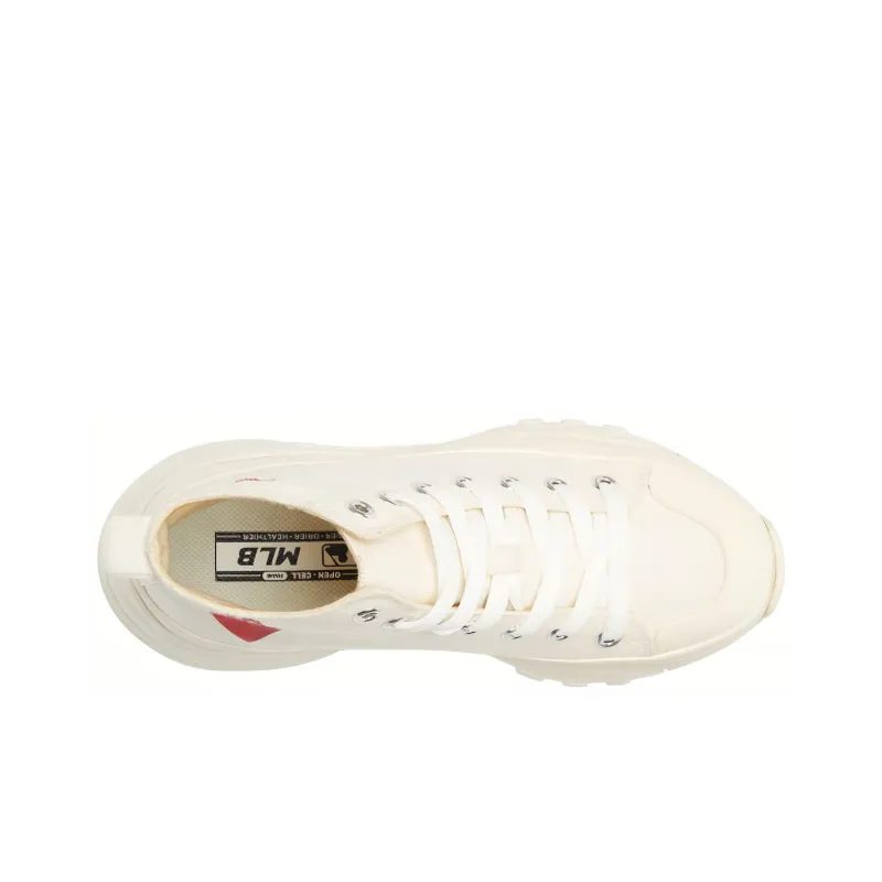 MLB Chunky High Anti Slip And Wear Resistant Breathable High Top Canvas Shoes Unisex White Red-3