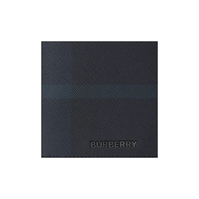 Burberry Plaid With Leather Wallet Tubas Men's Dark Charcoal Blue-4