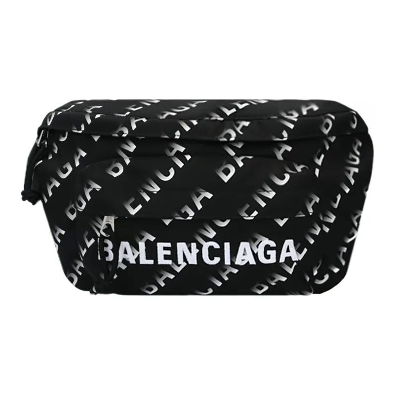 Balenciaga WHEEL Nylon Fanny Pack Regular Unisex Black White-0