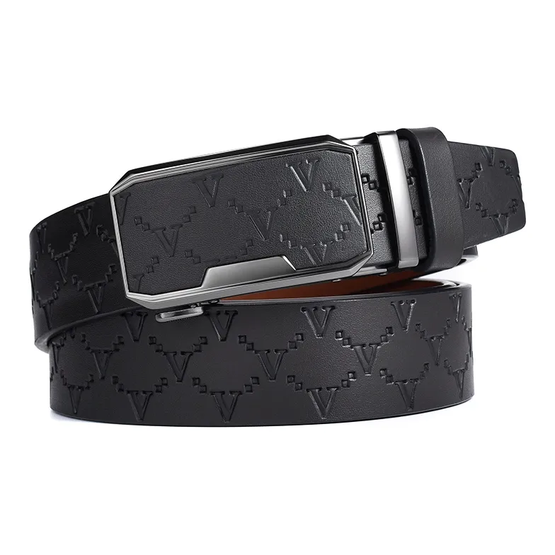 Old Man's Head Business Automatic Buckle Elegance Advanced Cow Leather Leather Belts Men's Black/Coffee-0