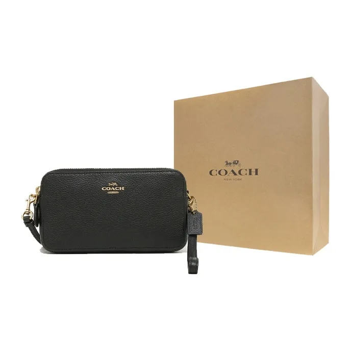 COACH Kira Leather Crossbody Bag, Wallet, Clutch Women's Black-6