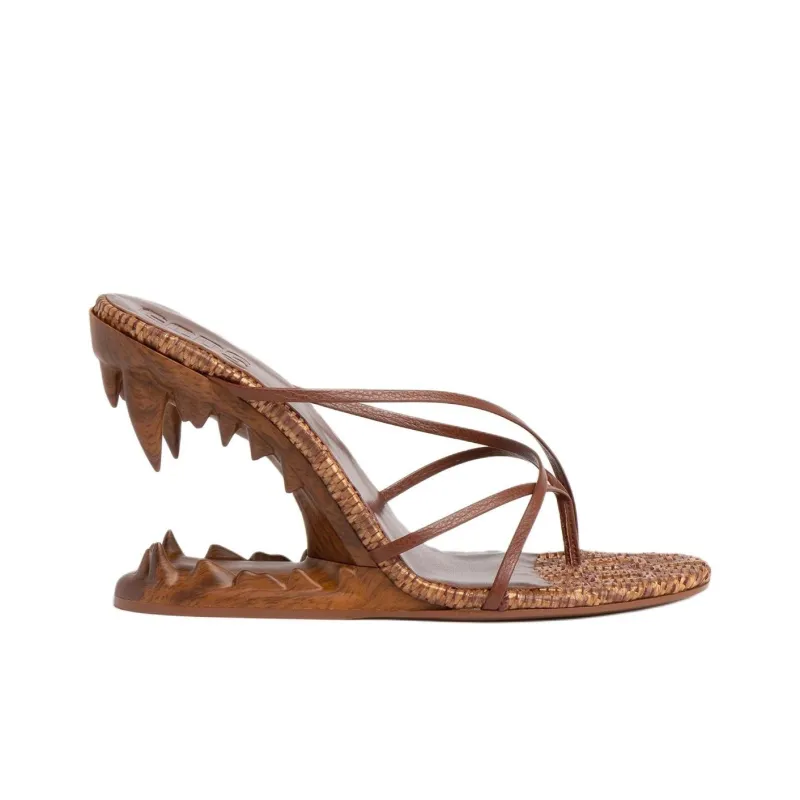 GCDS Morso Flip Flops 11cm Women's Brown-1
