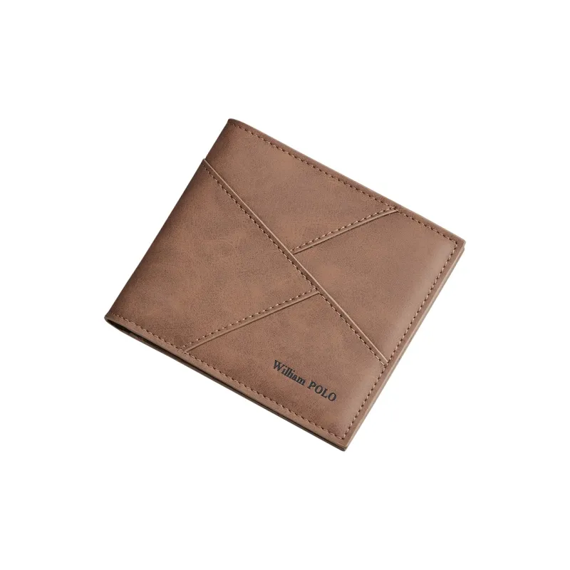 WilliamPOLO Microfiber Synthetic Leather Wallet With Multiple Card Slots Money Clip Regular Unisex Khaki-12