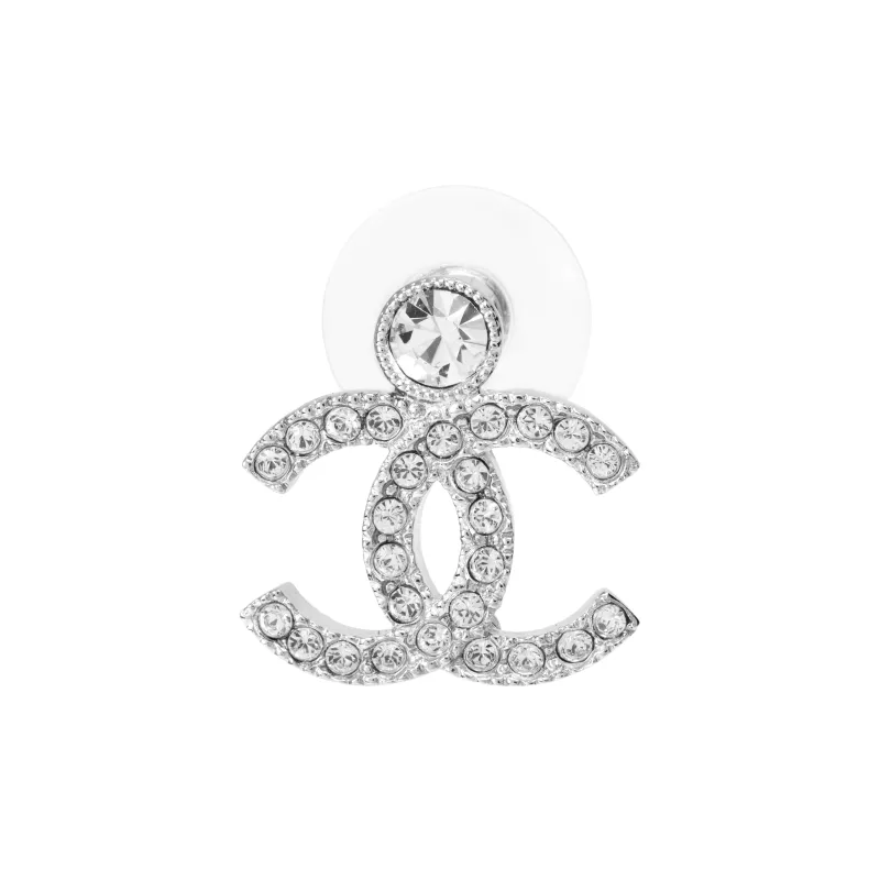CHANEL Metal Stud Earrings Women's Silver-1