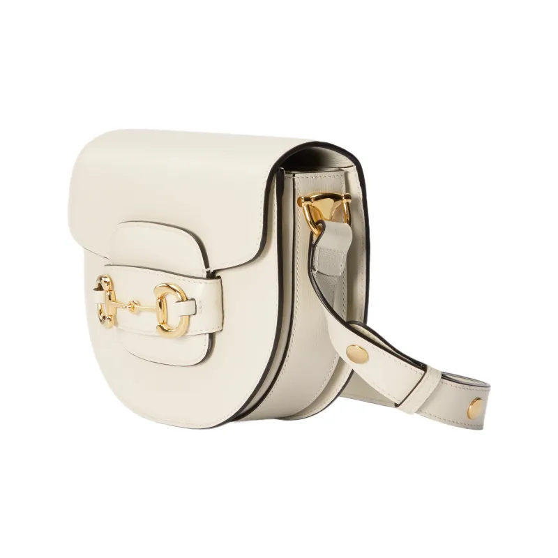GUCCI Horsebit 1955 Leather Handbag Shoulder Bag Crossbody Bag Mini Women's White-1