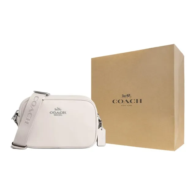 COACH Jamie Refined Calfskin Camera Bag, Shoulder Bag, Crossbody Bag Trumpets Women's Silver & Chalk White-5