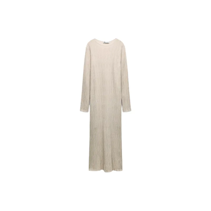 ZARA Long-Sleeved Dresses Women's Brown-1