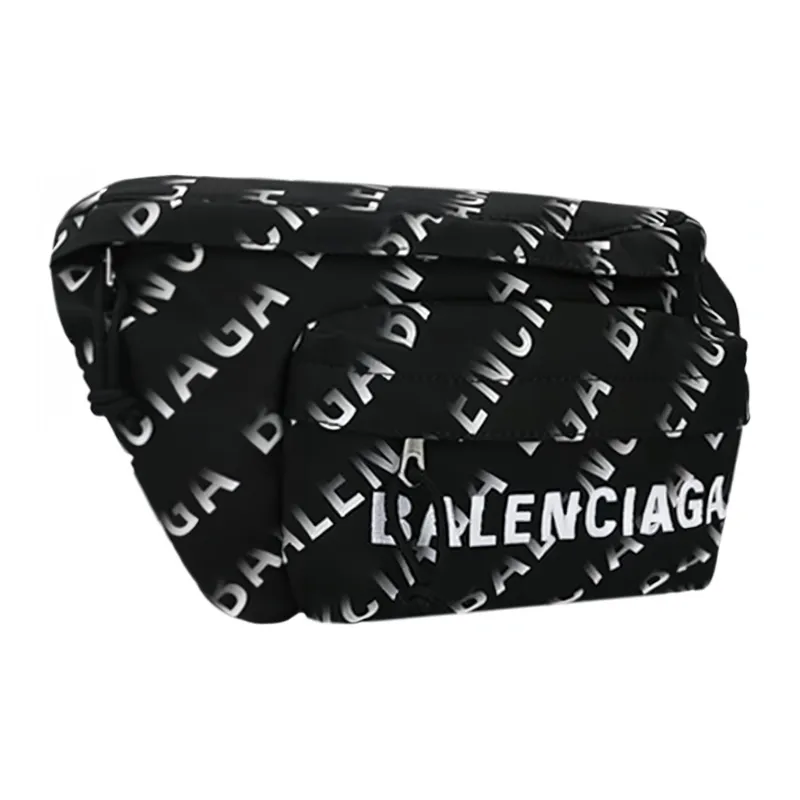 Balenciaga WHEEL Nylon Fanny Pack Regular Unisex Black White-1