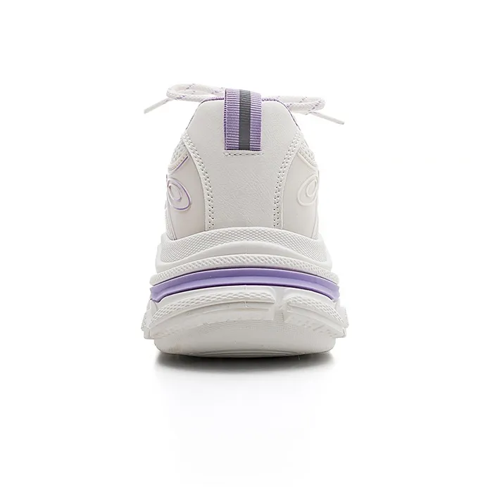 Warrior Durable Lightweight And Breathable Low Top Chunky Sneakers Women's Beige Purple-3
