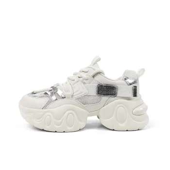 QIAONAI Low Top Chunky Sneakers Women's Beige