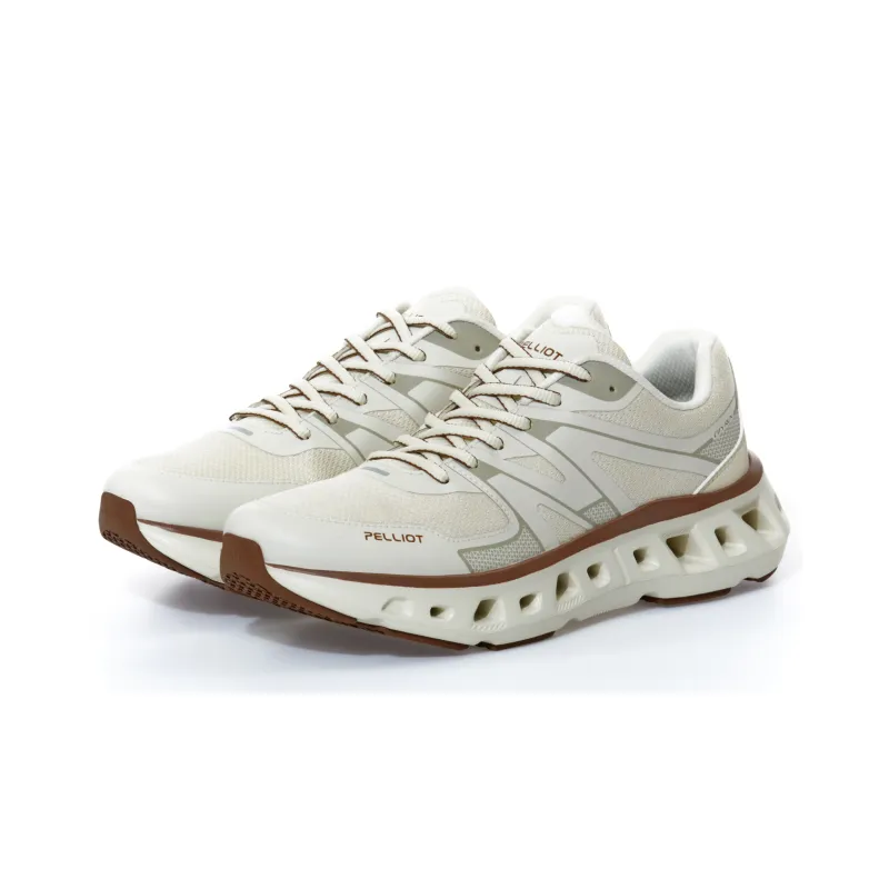 PELLIOT Classic 1.0 Running Shoes Unisex Low Top [Men's]Black Gray/Stone Gray/Sand Beige/Energetic Red[Women's]Black Gray/Stone Gray/Sand Beige/Energetic Red-1