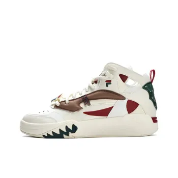 FILA FUSION Desperado Xmas Cushioning Anti Slip And Wear Resistant Mid Top Basketball Shoes Men's White Red