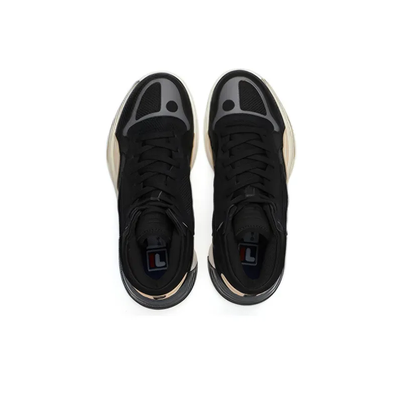 FILA FUSION FX 22 Cushioning Anti Slip And Wear Resistant Coverage Mid Top Vintage Basketball Shoes Men's Black Gray-2
