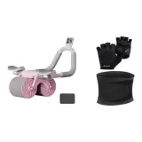 Pink Set (Abdominal Roller+Glove L+Protective Belt L)