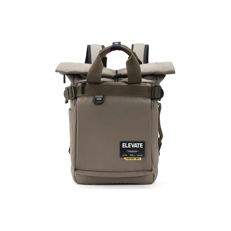 XTEP Fabric Backpack Regular Unisex Black/Light Khaki/Light Brown-5