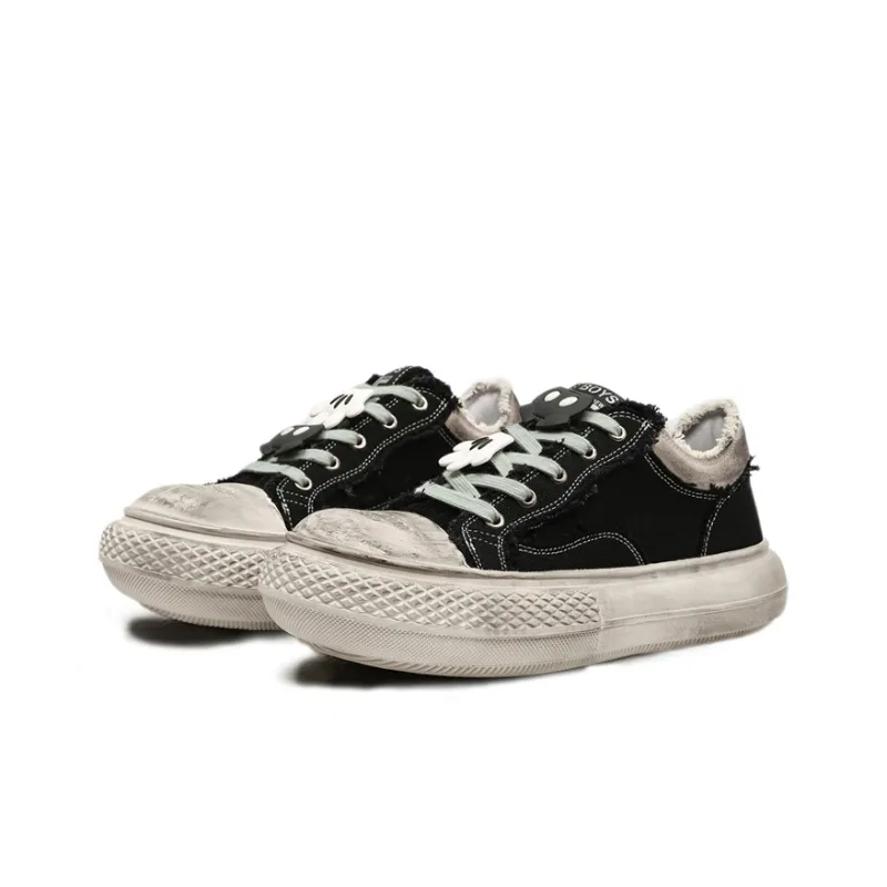 Lady's House Breathable Low-Top Canvas Shoes Men's Black-2