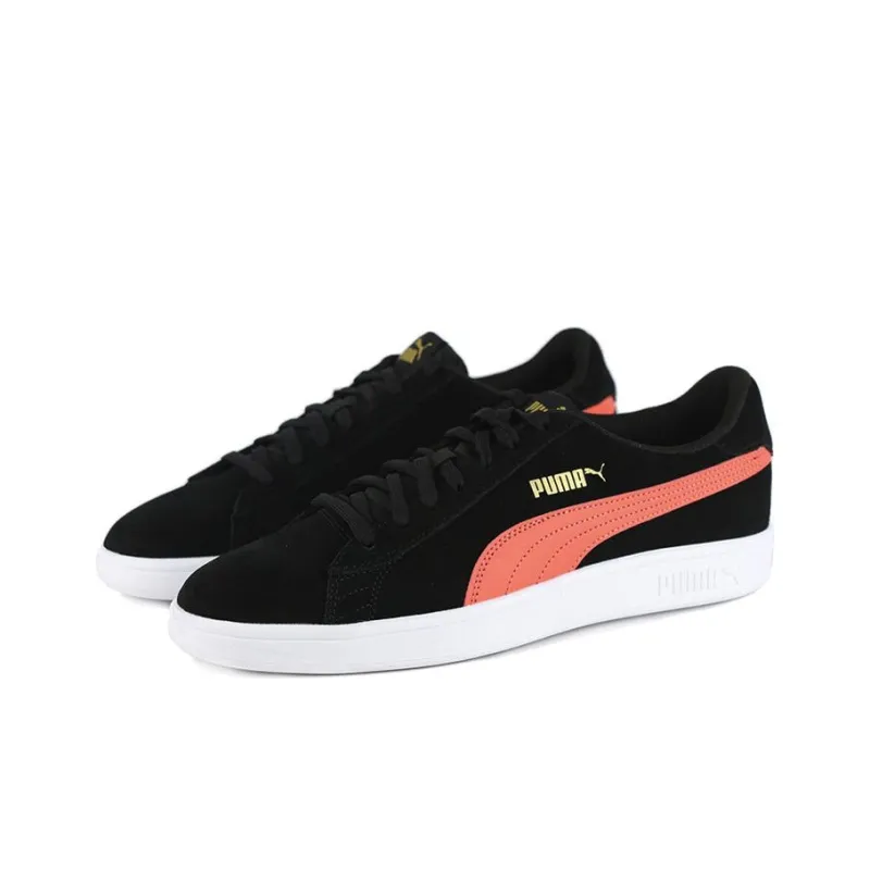 PUMA Smash V2 Retro Casual Skateboarding Shoes Unisex Black Coral Red-2