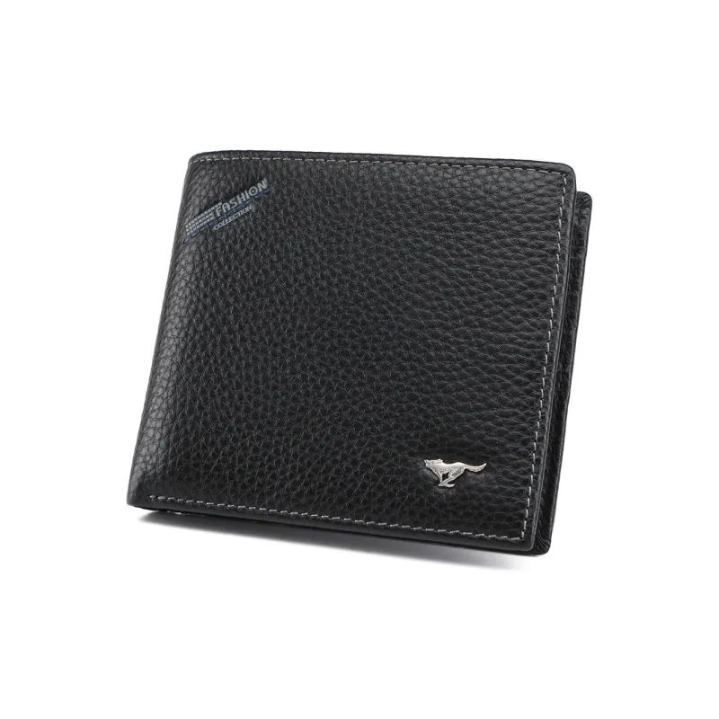 SEPTWOLVES Cow Leather Wallet Men's Black-5