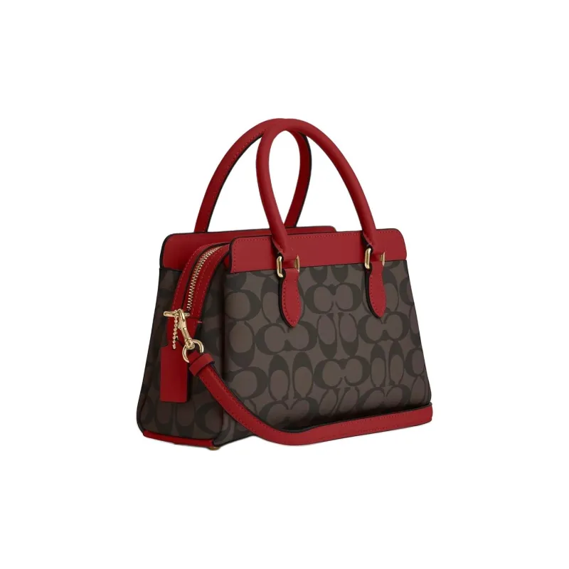 COACH Darcie PVC Shoulder Bag Crossbody Bag Handbag Mini Women's Gold Brown Red-5