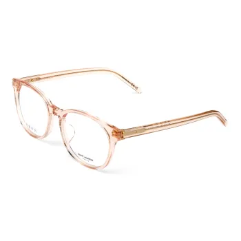 SAINT LAURENT Plate Frame Square Eyeglass Frames Women's Champagne Transparent Pink/Clear