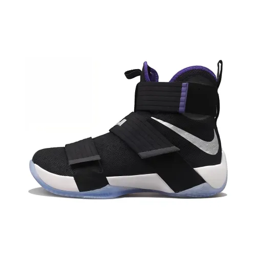 Nike Lebron 10 Basketball Shoes Men High-Top Black/White/Purple